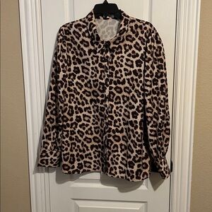 Leopard Animal Print Blouse Mob Wife Goth Fall Workwear Club Date Night